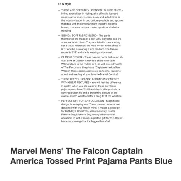 Marvel Size L Unisex PJammy‎ The Falcon Captain America Family Pajama Pants NWT - Picture 3 of 8